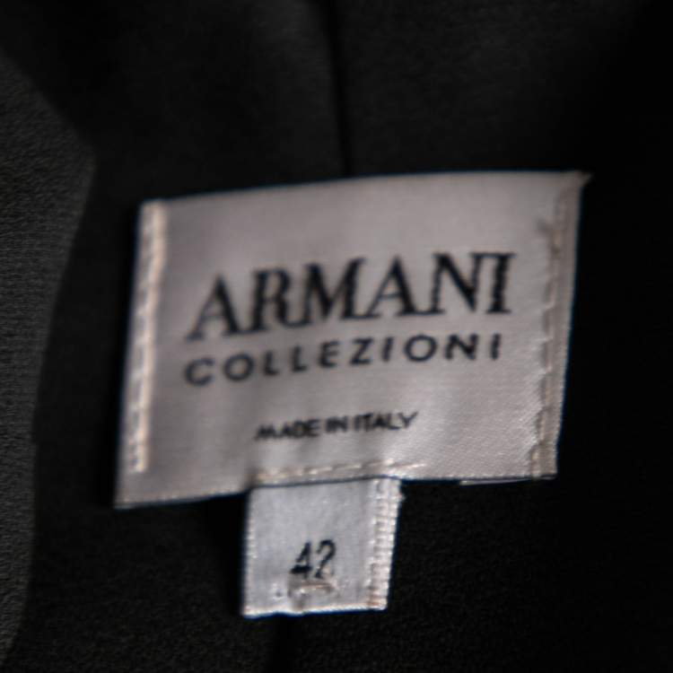 Pre Owned Armani Collezioni Black Acetate Back Embellished Side Slit Maxi Dress M