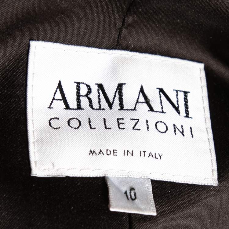 Pre Owned Armani Collezioni Olive Green and Blue Checkered Textured Wool Blazer L 