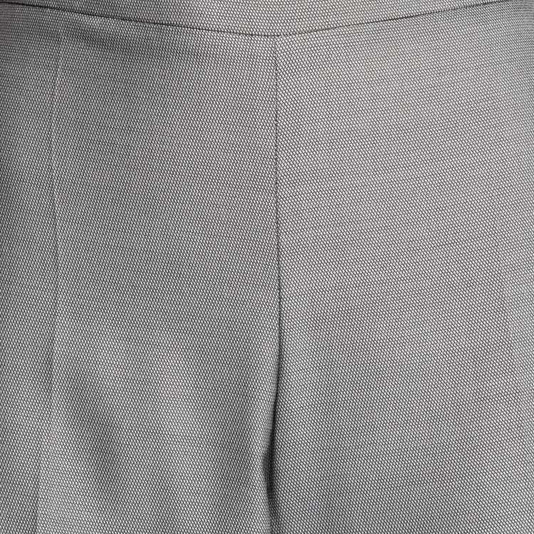 Pre Owned Armani Collezioni Grey Wool Crepe Straight Leg Pants L