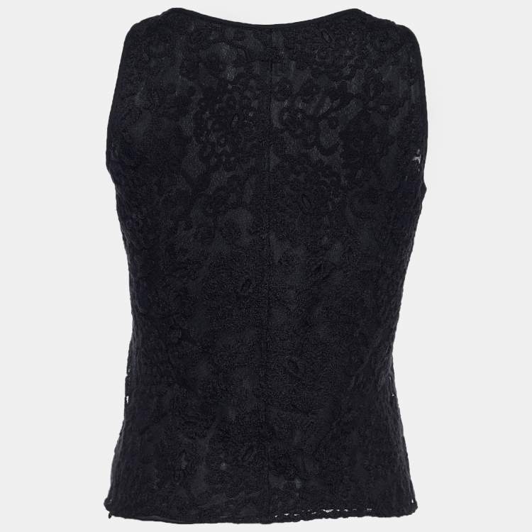 Pre Owned Armani Collezioni Black Lace Sleeveless Blouse S