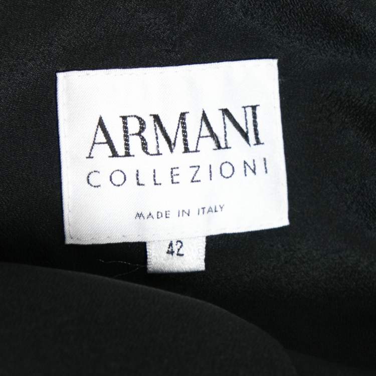 Pre Owned Armani Collezioni Black Crepe Ruffled Lapel Detail Blazer M