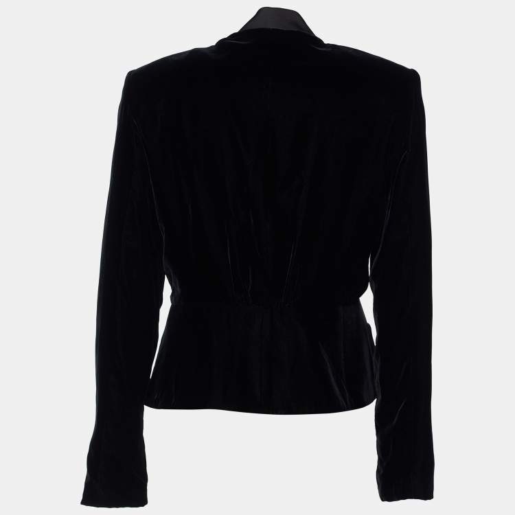Pre Owned Armani Collezioni Black Velvet Jeweled Button Blazer M