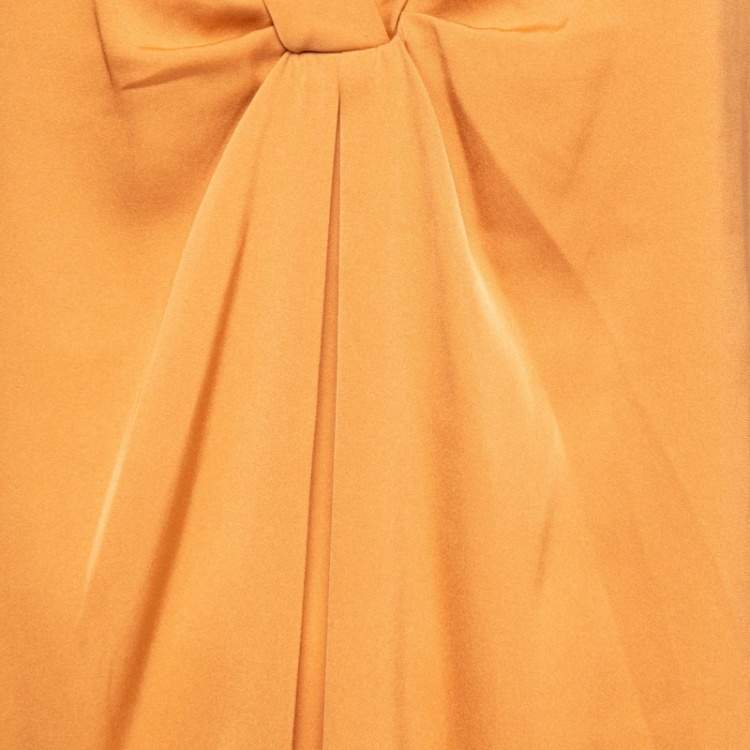 Pre Owned Armani Collezioni Orange Silk V-Neck Sleeveless Top S