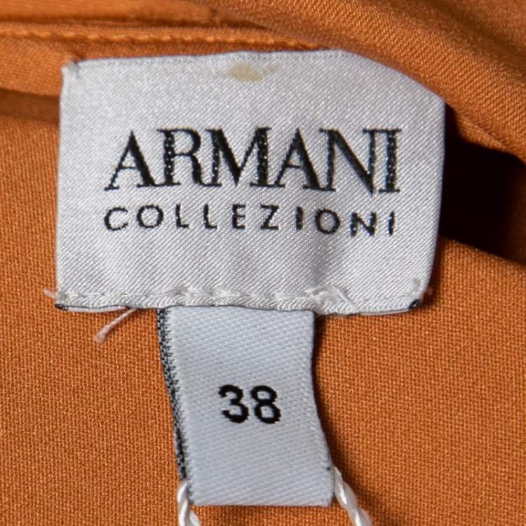 Pre Owned Armani Collezioni Orange Silk V-Neck Sleeveless Top S