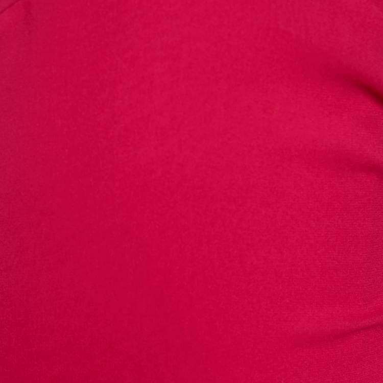 Pre Owned Armani Collezioni Pink Crepe Silk Sleeveless Ruffled Maxi Dress L