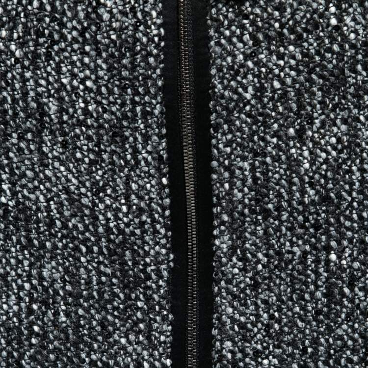 Pre Owned Armani Collezioni Black Monochrome Tweed Belted Skirt S