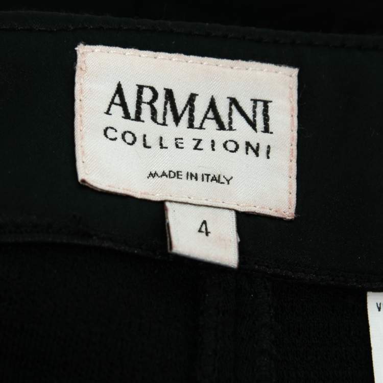Pre Owned Armani Collezioni Black Wool Stretch Pencil Skirt S