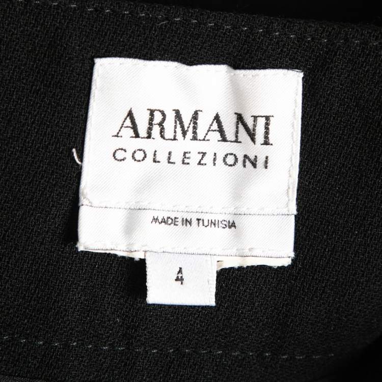 Pre Owned Armani Collezioni Black Wool Wide Leg Trousers S