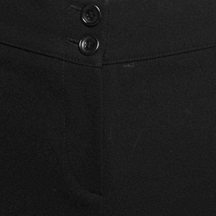 Pre Owned Armani Collezioni Black Wool Wide Leg Trousers S