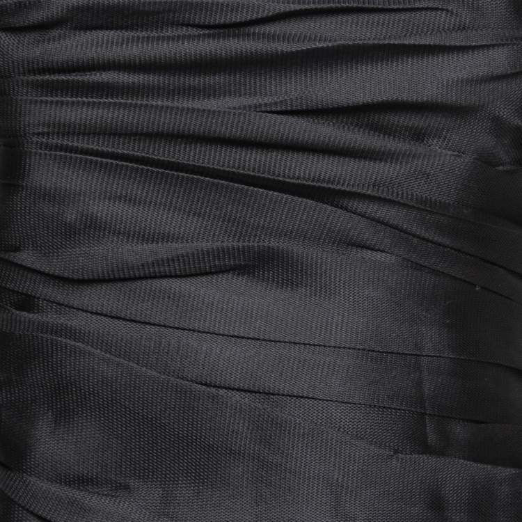 Pre Owned Armani Collezioni Black Textured Silk Gathered Camisole M