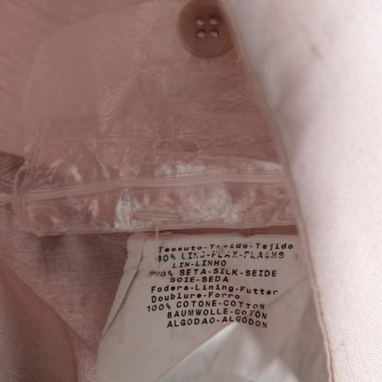 Pre Owned Armani Collezioni Blush Pink Linen High Waisted Pants M