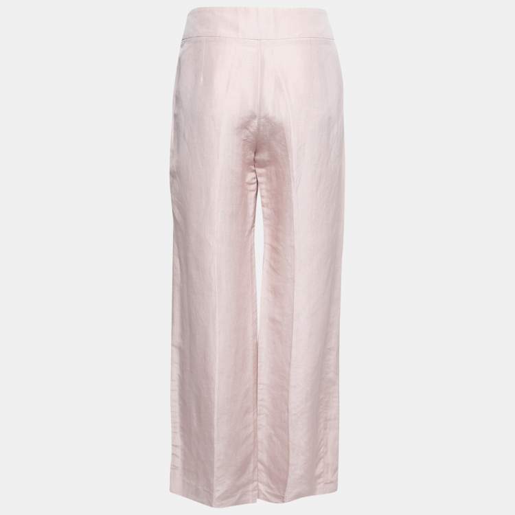 Pre Owned Armani Collezioni Blush Pink Linen High Waisted Pants M