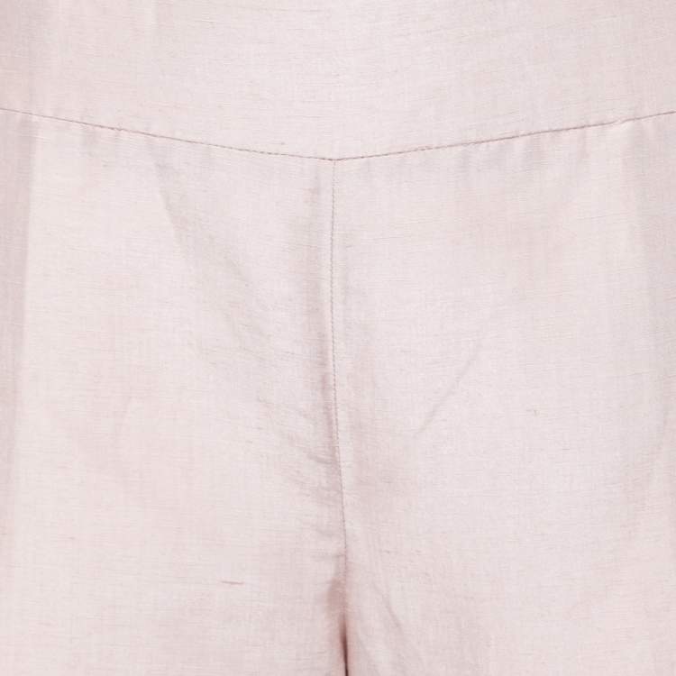 Pre Owned Armani Collezioni Blush Pink Linen High Waisted Pants M