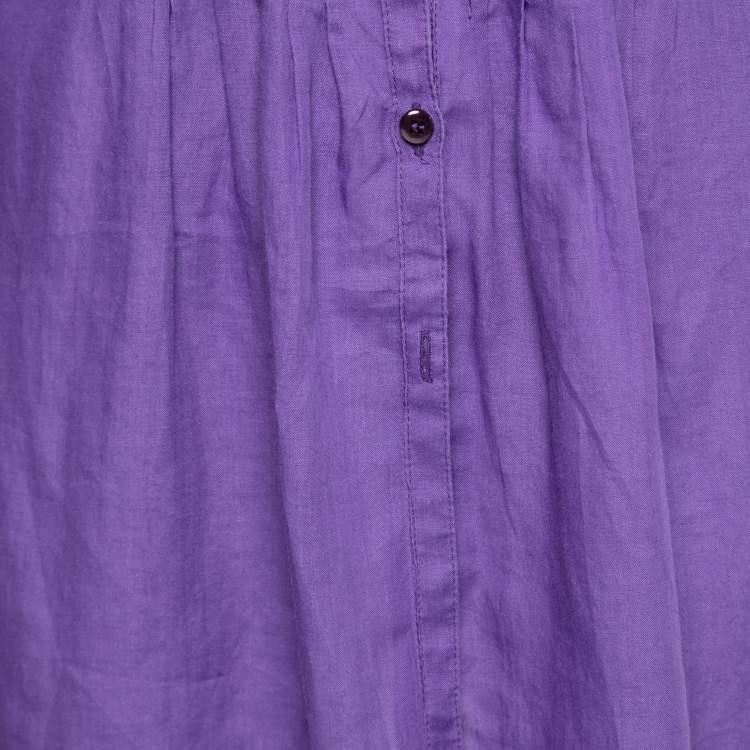 Pre Owned Armani Collezioni Purple Synthetic Pintuck Button Front Tunic S