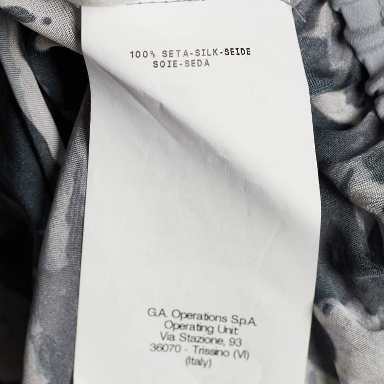 Pre Owned Armani Collezioni Grey Abstract Print Silk Sheer Blouse M