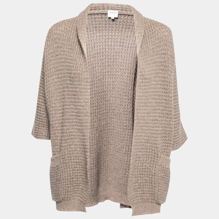 Pre Owned Armani Collezioni Light Brown Wool Shawl Collar Cardigan M