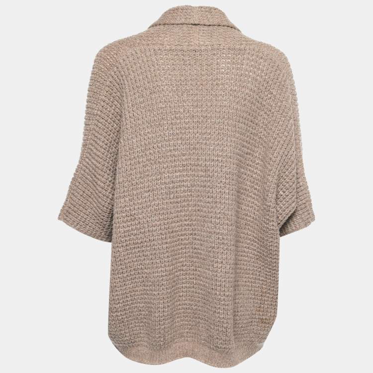 Pre Owned Armani Collezioni Light Brown Wool Shawl Collar Cardigan M