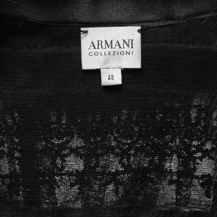 Pre Owned Armani Collezioni Black Fur & Tulle Bead Embellished Jacket L