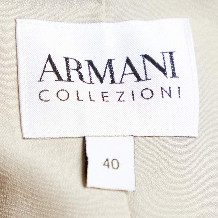 Pre Owned Armani Collezioni Beige Animal Printed Textured cotton Blazer S