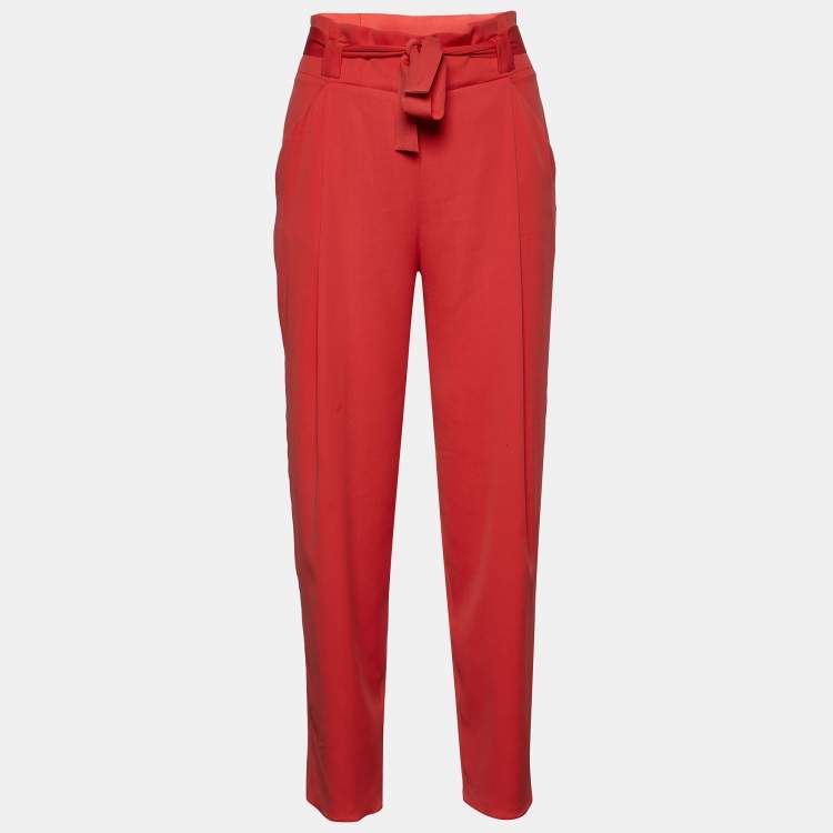 Pre Owned Armani Collezioni Pink Silk Belted Pants S