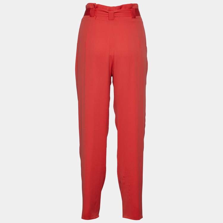 Pre Owned Armani Collezioni Pink Silk Belted Pants S