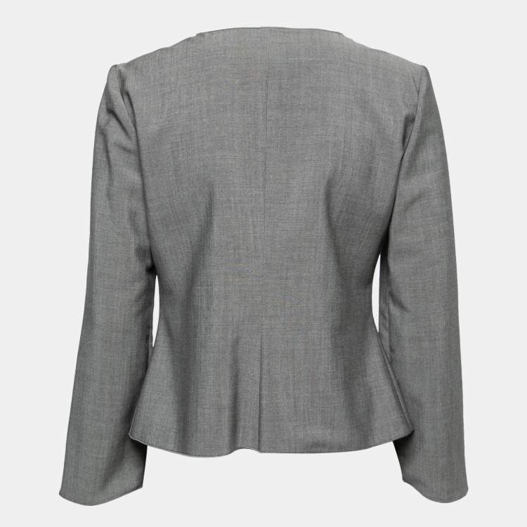 Pre Owned Armani Collezioni Grey Wool Double Breasted Blazer M