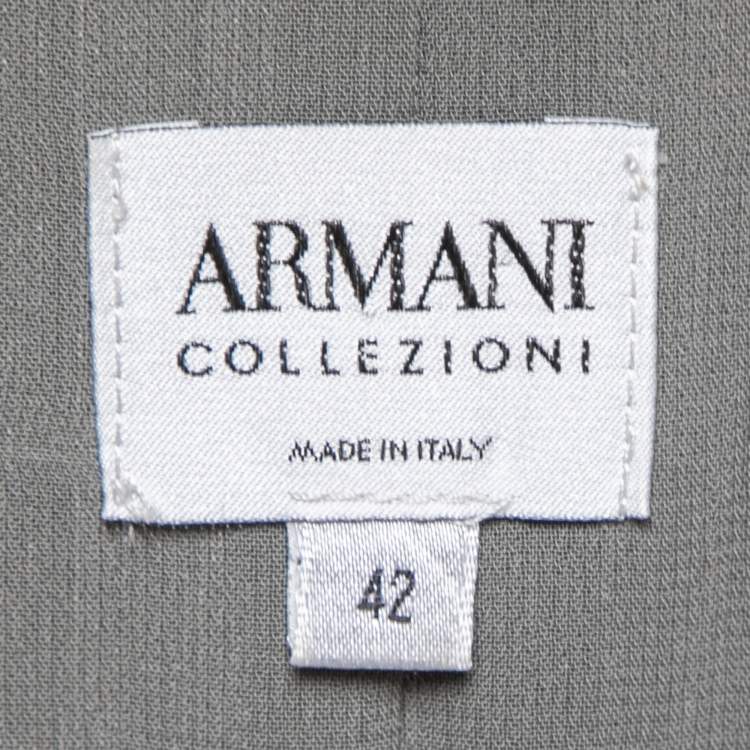 Pre Owned Armani Collezioni Grey Wool Double Breasted Blazer M