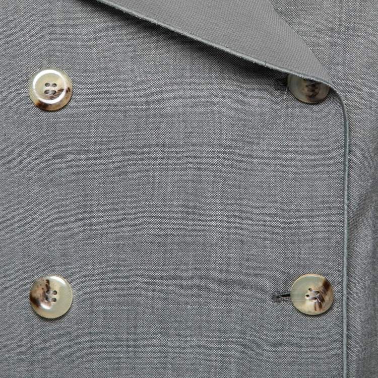 Pre Owned Armani Collezioni Grey Wool Double Breasted Blazer M