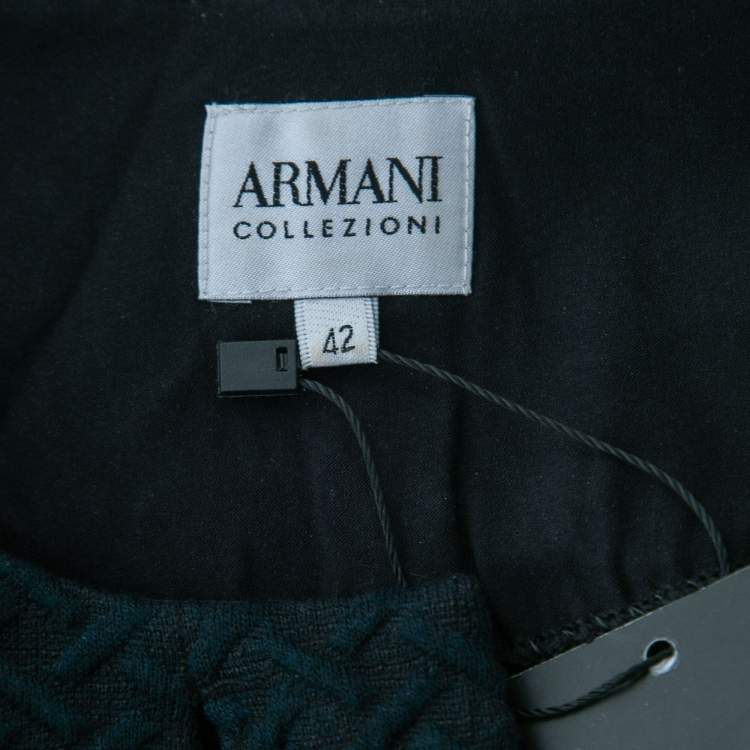 Pre Owned Armani Collezioni Navy Blue Embossed Tie-Up Detail Blazer M