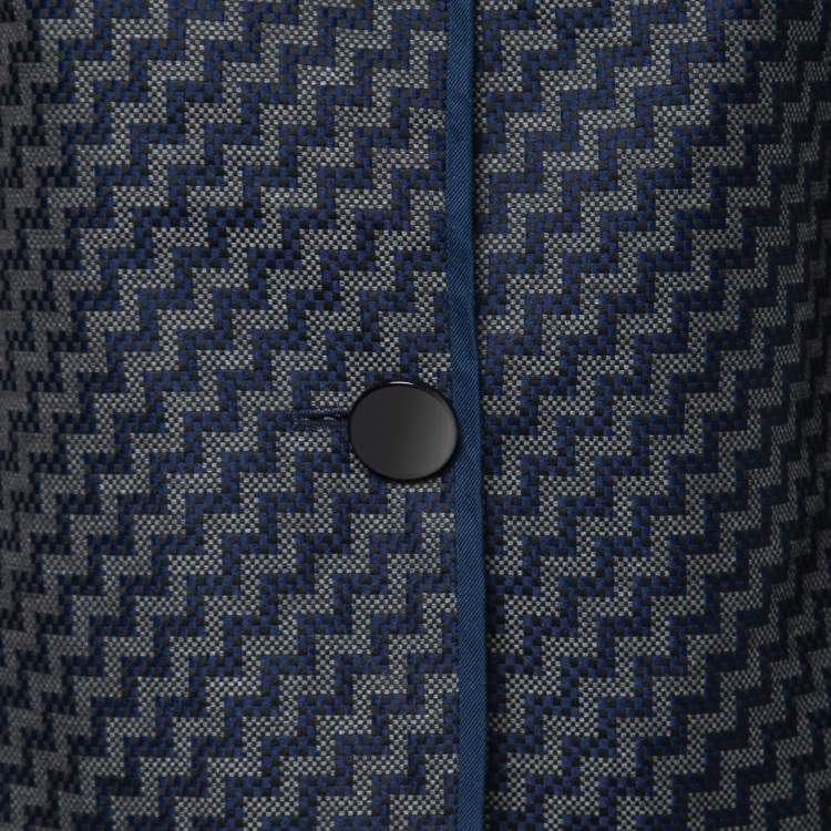 Pre Owned Armani Collezioni Blue Jacquard Button Short Coat S