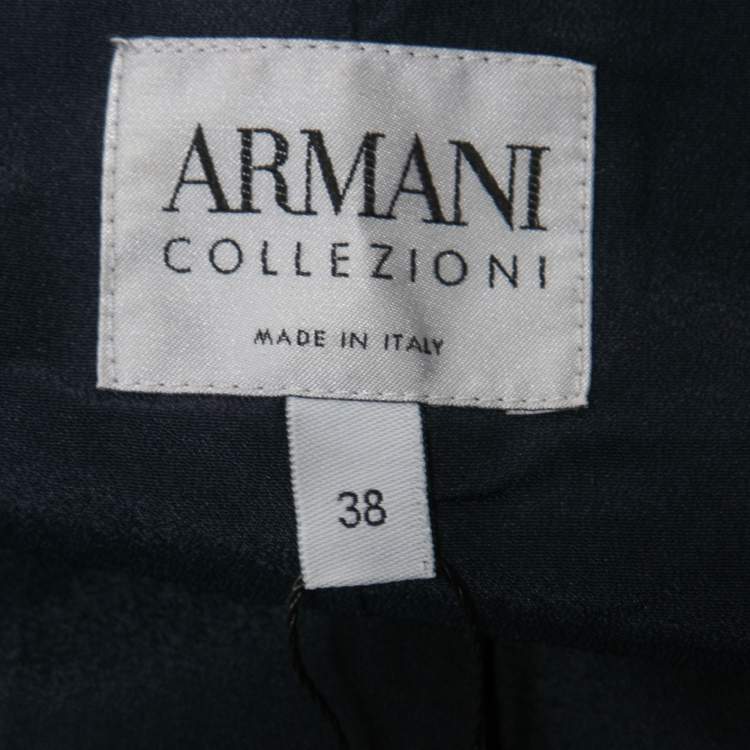 Pre Owned Armani Collezioni Blue Jacquard Button Short Coat S