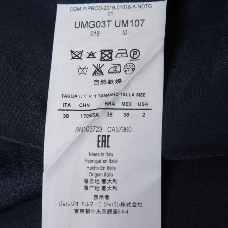 Pre Owned Armani Collezioni Blue Jacquard Button Short Coat S