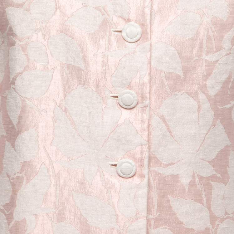 Pre Owned Armani Collezioni Pink Floral Jacquard Button Front Suit Jacket L
