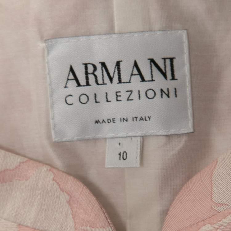 Pre Owned Armani Collezioni Pink Floral Jacquard Button Front Suit Jacket L