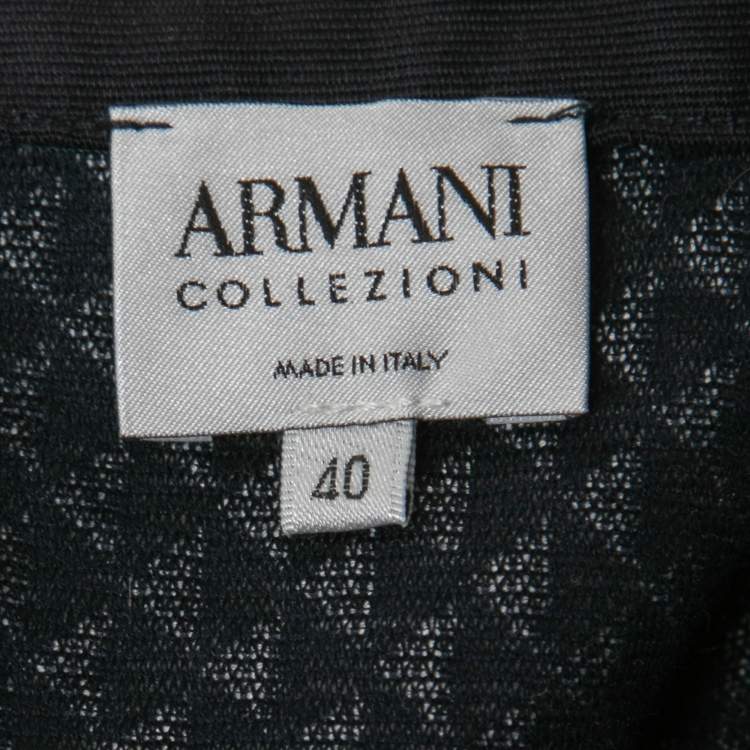 Pre Owned Armani Collezioni Monochrome Geometric Motif Embossed Blazer S