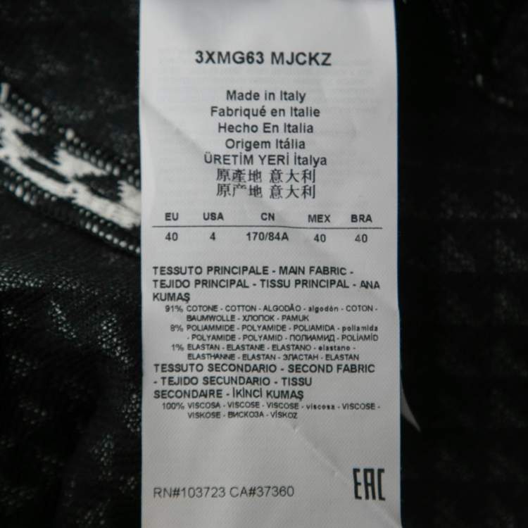 Pre Owned Armani Collezioni Monochrome Geometric Motif Embossed Blazer S
