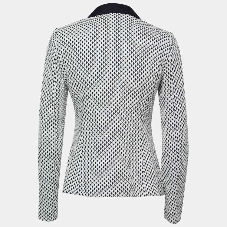 Pre Owned Armani Collezioni Monochrome Geometric Motif Embossed Blazer S