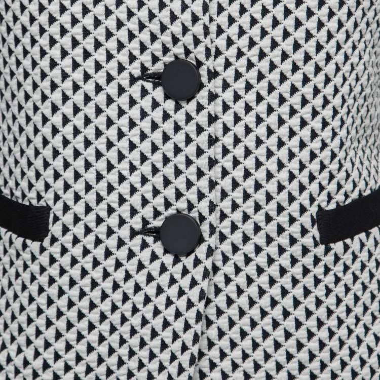 Pre Owned Armani Collezioni Monochrome Geometric Motif Embossed Blazer S