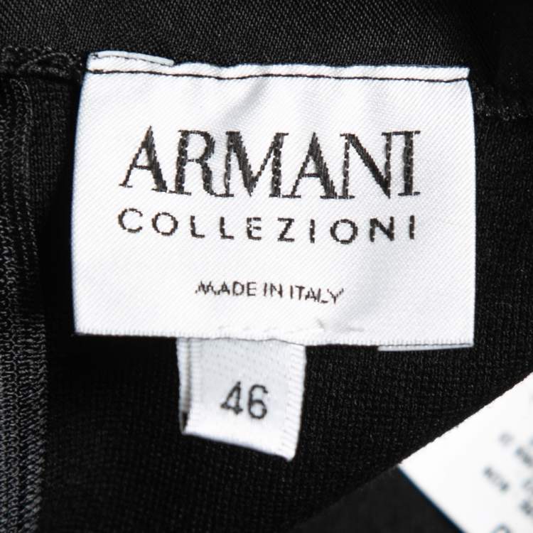 Pre Owned Armani Collezioni Black Stretch Knit Knee-Length Skirt L