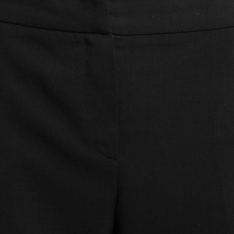 مملوكة مسبقًا Armani Collezioni Black Crepe Wool Straight Leg Trousers L