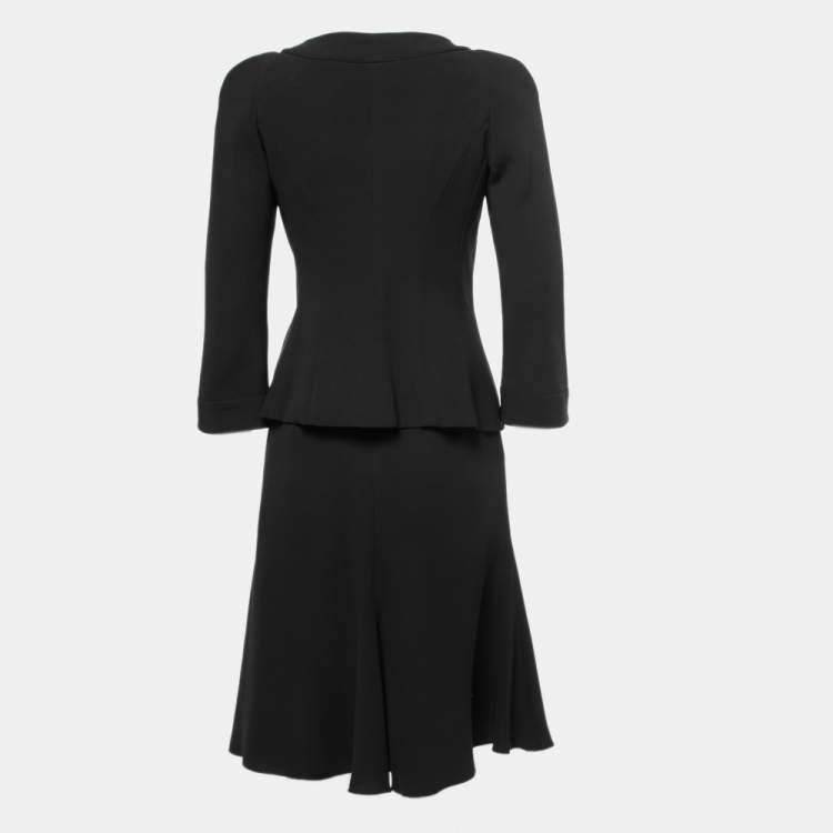 Armani Collezioni Black Silk Crepe Skirt Suit S Armani Collezioni