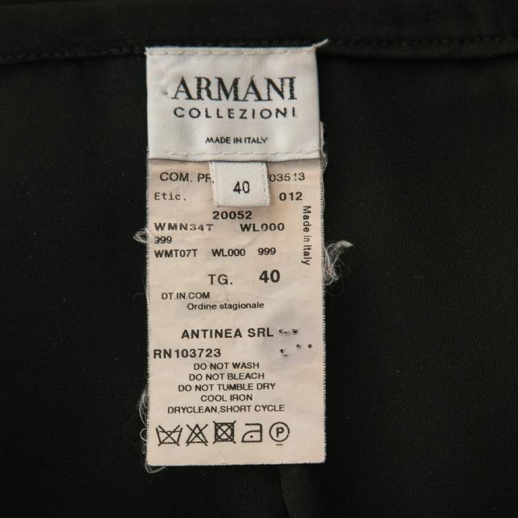 Pre Owned Armani Collezioni Black Silk Crepe Skirt Suit S