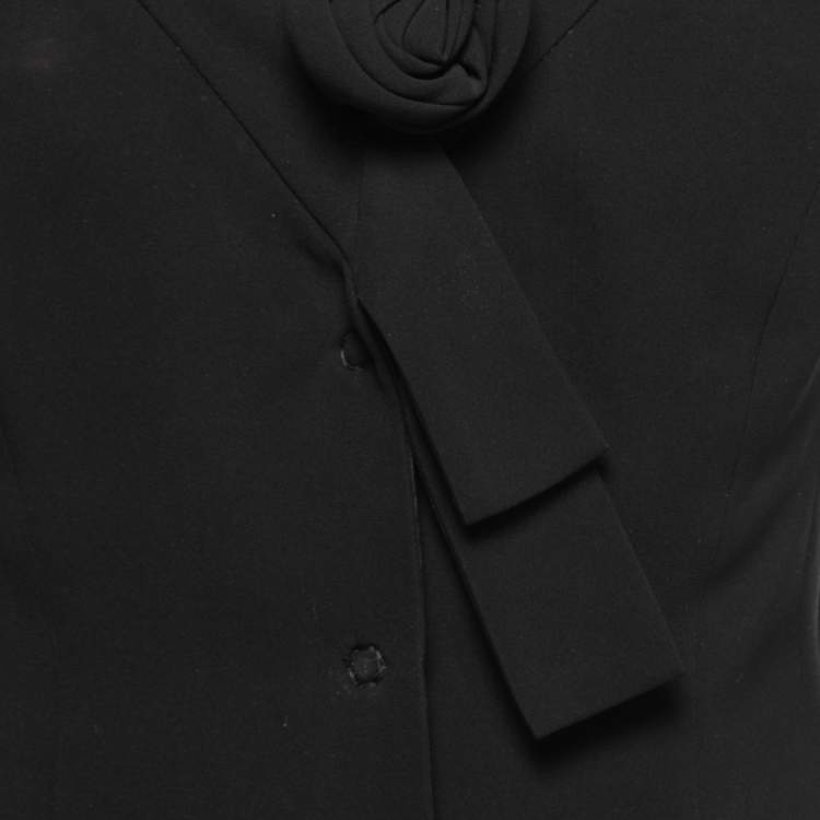 Pre Owned Armani Collezioni Black Silk Crepe Skirt Suit S