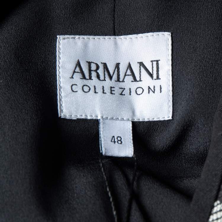 Pre Owned Armani Collezioni Black Zig Zag pattern Zip Front Jacket L