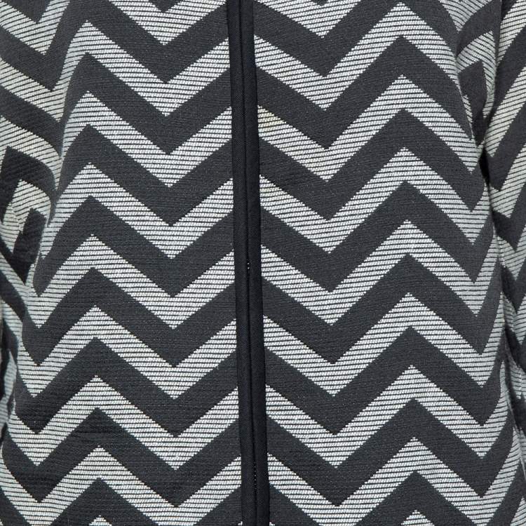 Pre Owned Armani Collezioni Black Zig Zag pattern Zip Front Jacket L