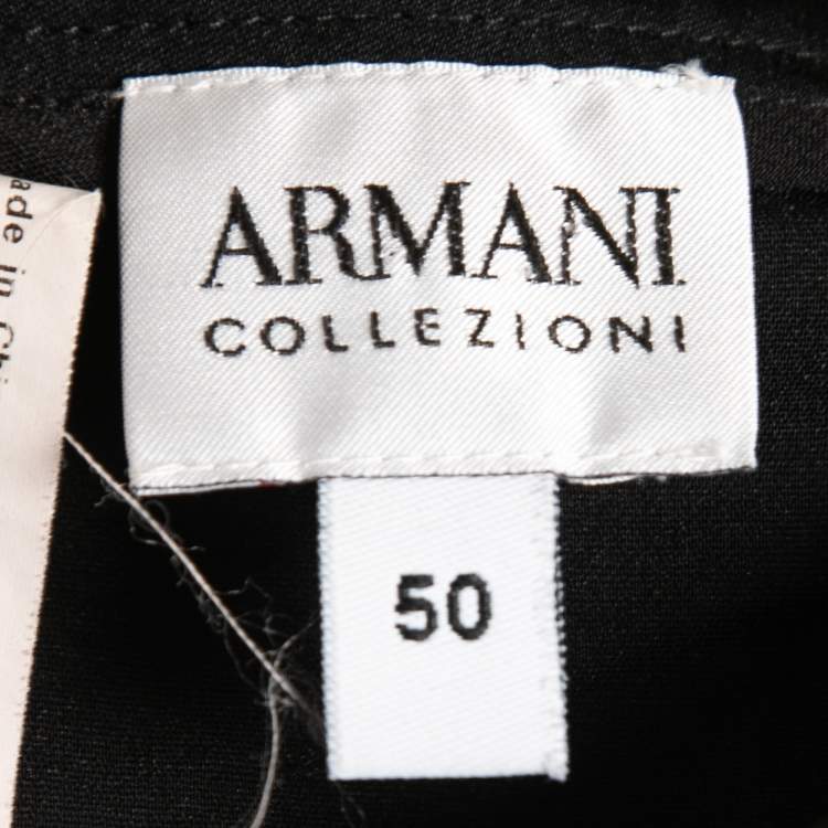 Pre Owned Armani Collezioni Black Silk Satin Ruffle Trimmed Skirt XL