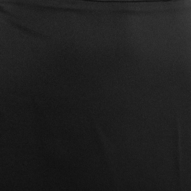 Pre Owned Armani Collezioni Black Silk Satin Ruffle Trimmed Skirt XL