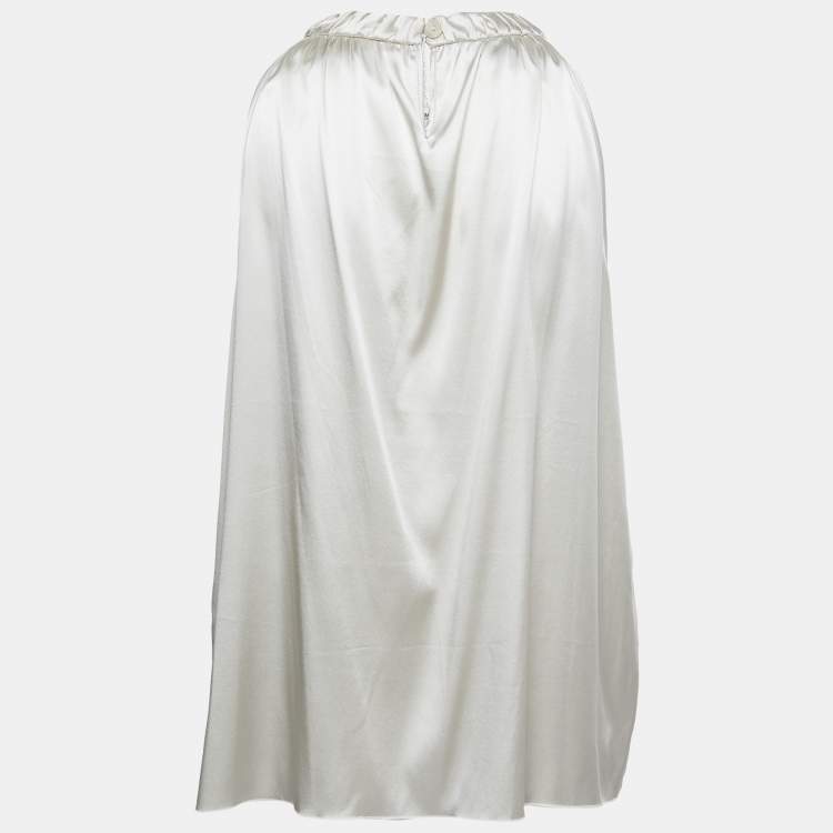 Pre Owned Armani Collezioni Silver Satin Silk Sleeveless Top XL