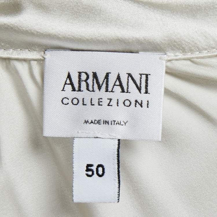 Pre Owned Armani Collezioni Silver Satin Silk Sleeveless Top XL