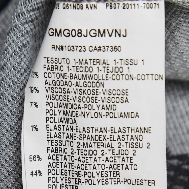 Pre Owned Armani Collezioni Grey Chevron Pattern Floral Detail Ruffled Blazer XL